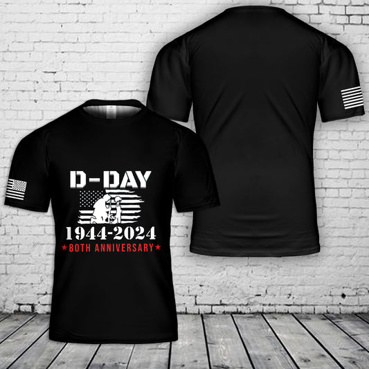 Custom Name And Beach D-Day 80th Anniversary T-Shirt 3D
