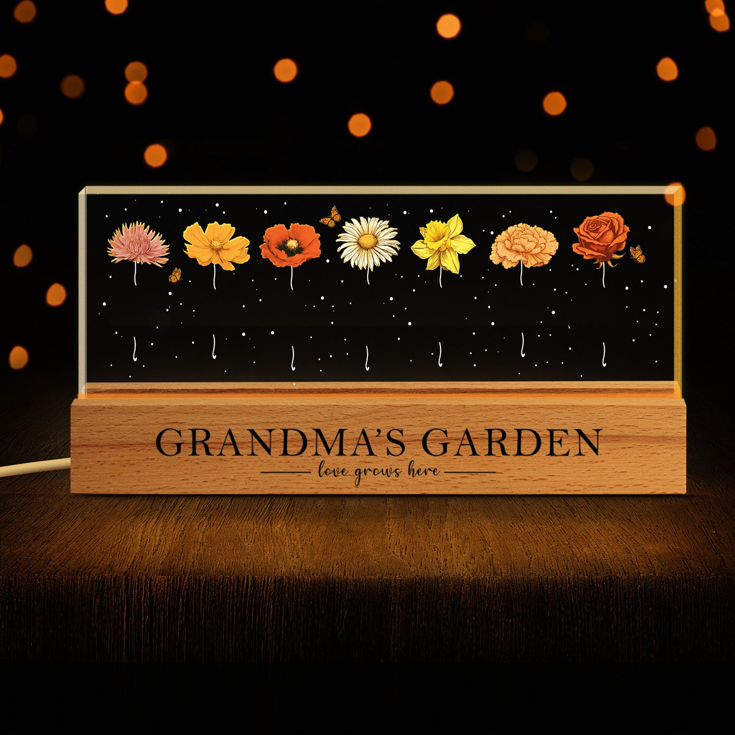 Custom Name And Flowers Grandma‘s Garden Birth Month Flowers Mothers Day Gift For Grandma Name Night Light