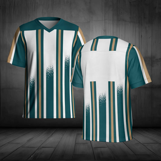 Custom Name And Number Classic Stripes Green And White AOP Football Jersey