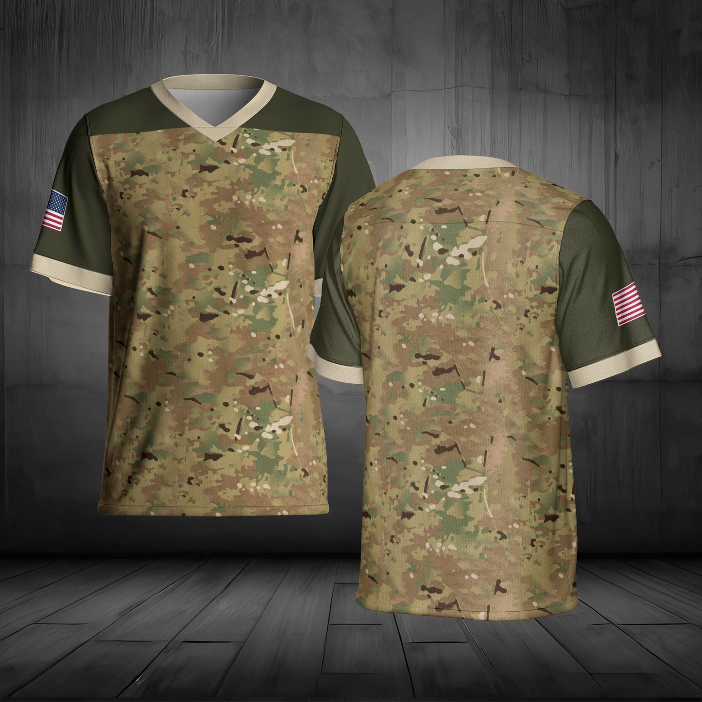 Custom Name And Number US Army Camouflage Pattern AOP Football Jersey