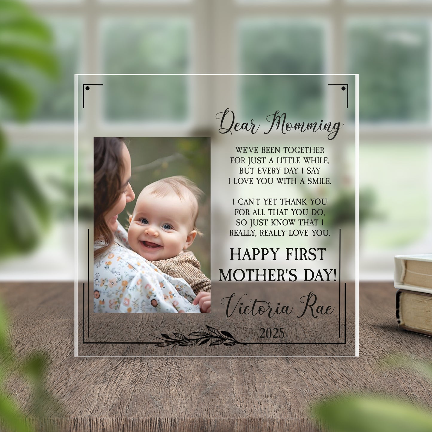 Custom Name And Picture First Mother's Day Acrylic Plaque (without stand) 0.6 IN