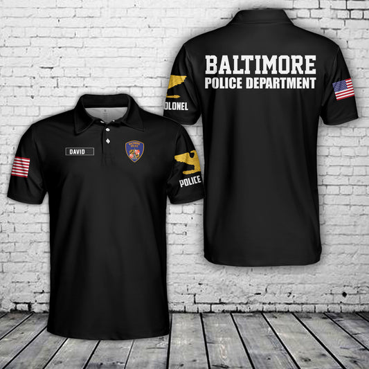 Custom Name And Rank Baltimore, Maryland, Baltimore Police Department (BPD) Polo Shirt