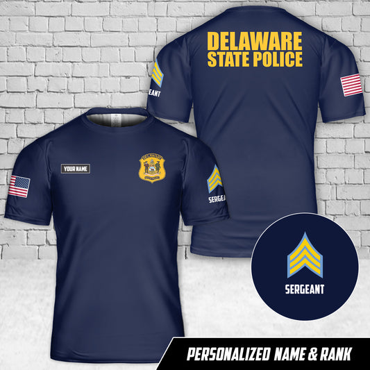 Custom Name And Rank Delaware State Police (DSP) T-Shirt 3D