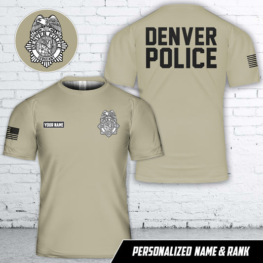 Custom Name And Rank Denver, Colorado, Denver Police Department (DPD) T-Shirt 3D