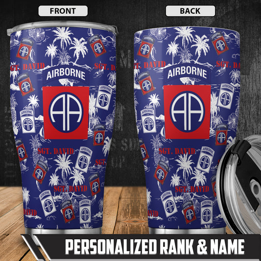 Custom Name And Rank US Army 82nd Airborne Tumbler 20oz