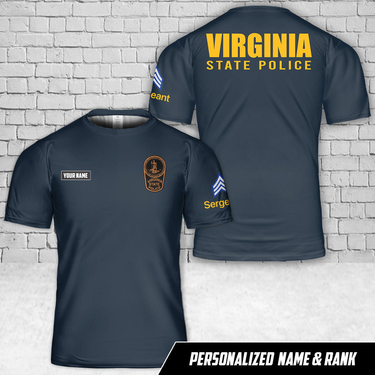 Custom Name And Rank Virginia State Police T-Shirt 3D