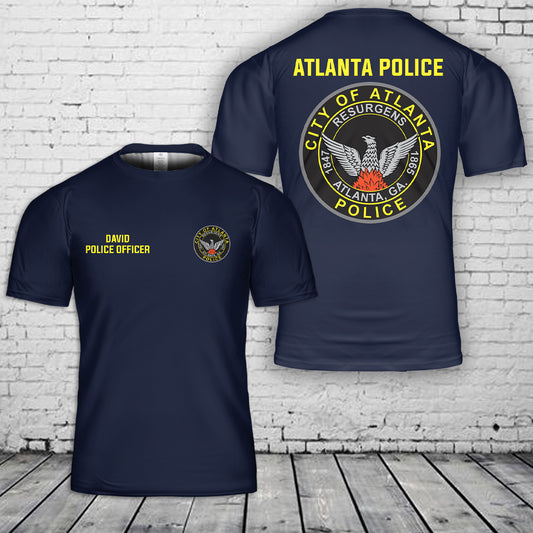 Custom Name And Title Rank Atlanta, Georgia, Atlanta Police Department T-Shirt 3D