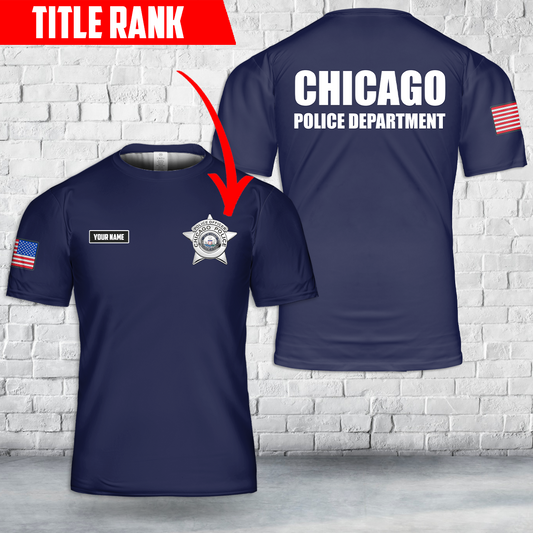 Custom Name And Title Rank Chicago Police Department T-Shirt 3D