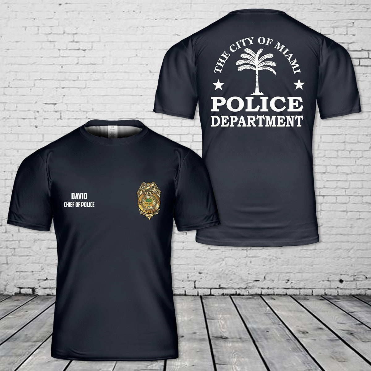 Custom Name And Title Rank Miami, Florida, Miami Police Department T-Shirt 3D