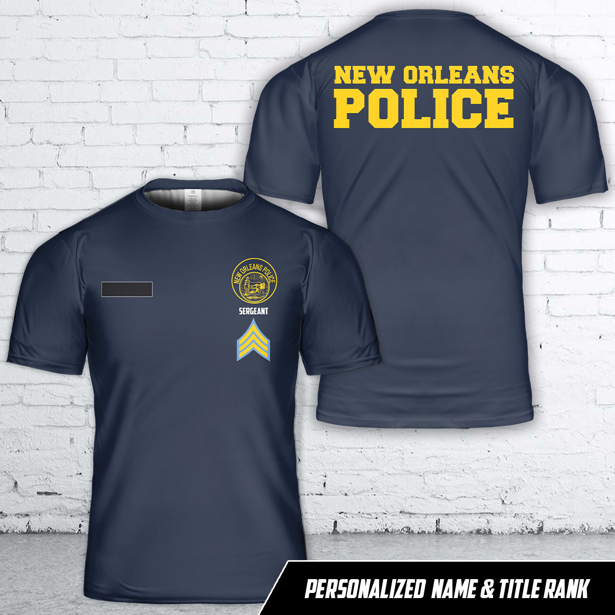Custom Name And Title Rank New Orleans, Louisiana, New Orleans Police Department (NOPD) T-Shirt 3D
