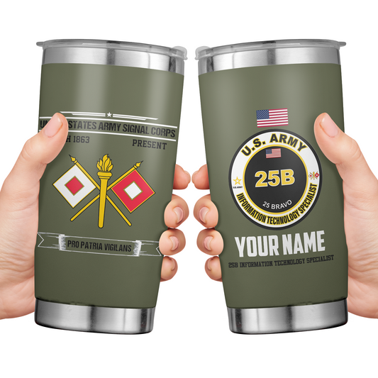Custom Name And Unit United States Army Signal Corps Tumbler 20oz