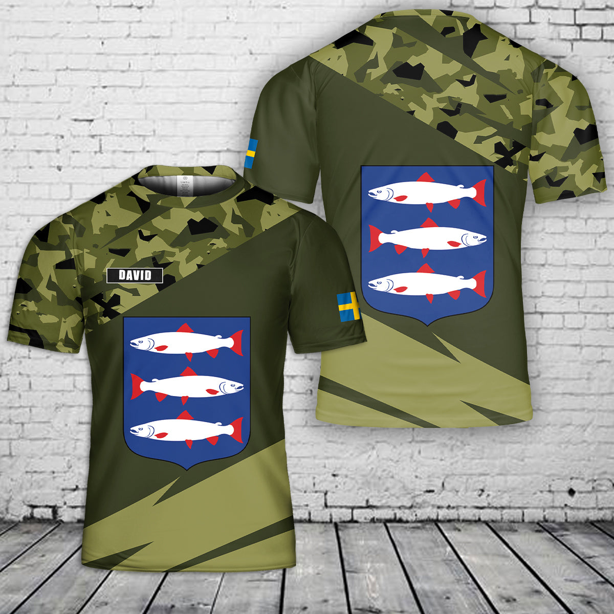 Custom Name Angermanland Sweden 3D T-Shirt