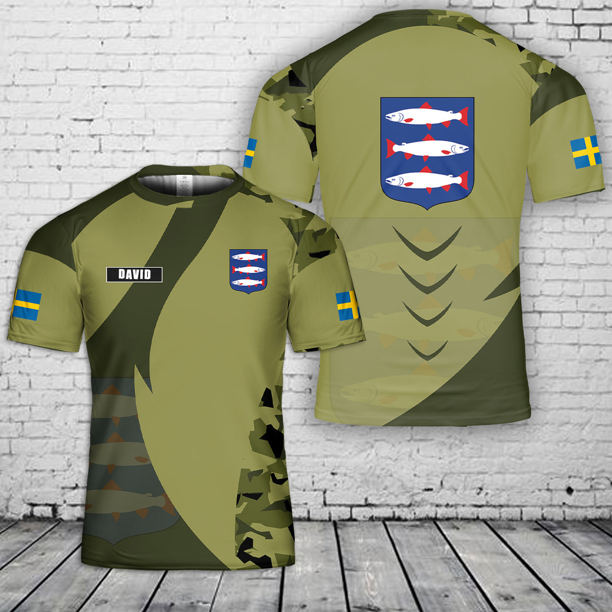 Custom Name Angermanland Sweden 3D T-Shirt