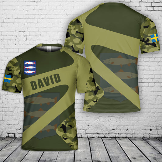 Custom Name Angermanland Sweden 3D T-Shirt