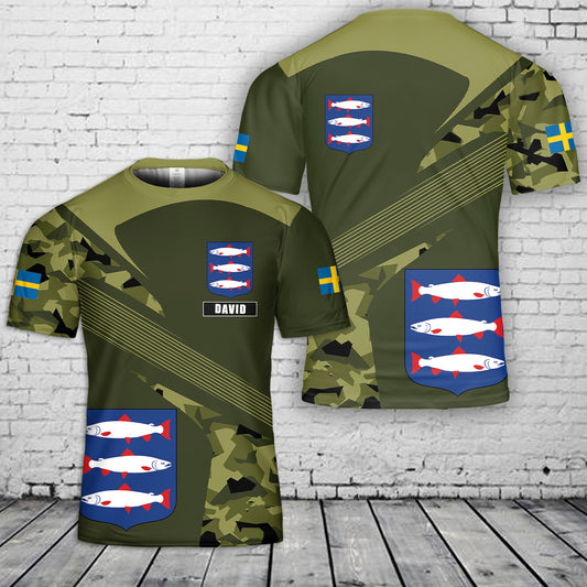 Custom Name Angermanland Sweden 3D T-Shirt