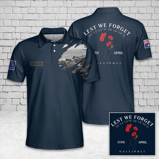 Custom Name Anzac Day Australia Gallipoli 25th April Polo Shirt
