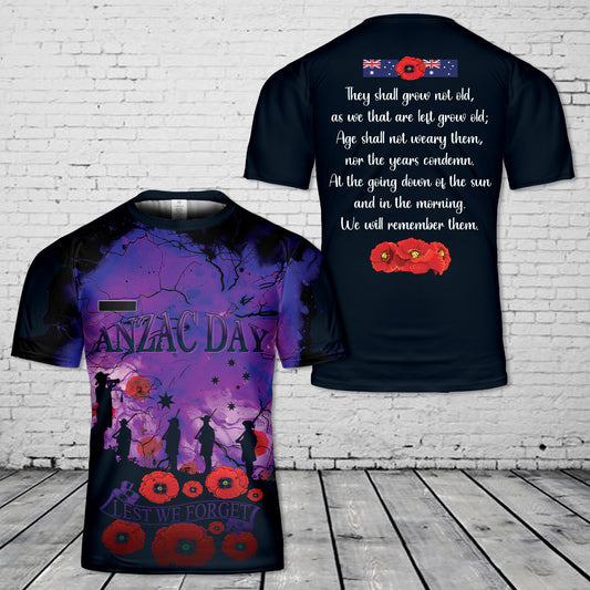 Custom Name Anzac Day Lest We Forget 25th April T-Shirt 3D