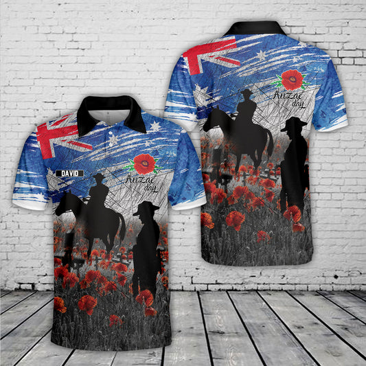 Custom Name Anzac Day Polo Shirt