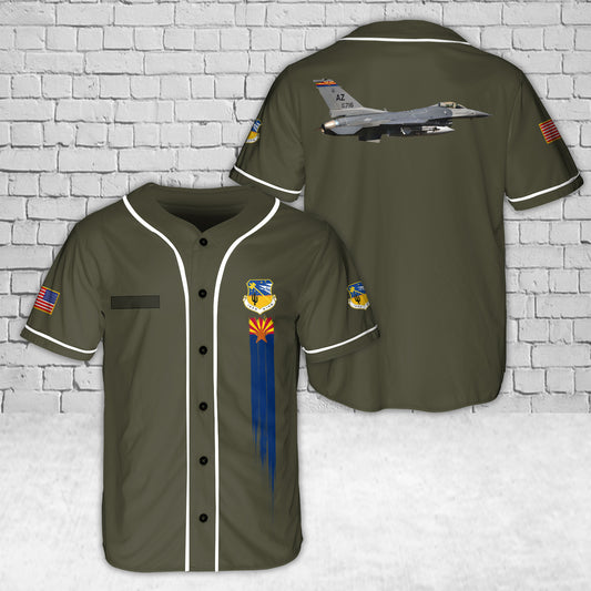 Custom Name Arizona Air National Guard 162nd Wing F-16 Fighting Falcon Baseball Jersey