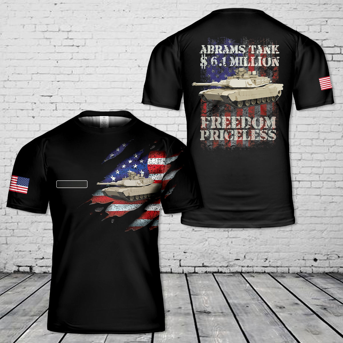 Custom Name Armed Forces Apparel Abrams Tank Freedom T-Shirt 3D