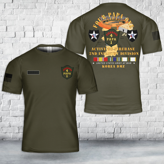 Custom Name Army - 4P1 - Active Firebase - 2nd ID w KOREA T-Shirt 3D