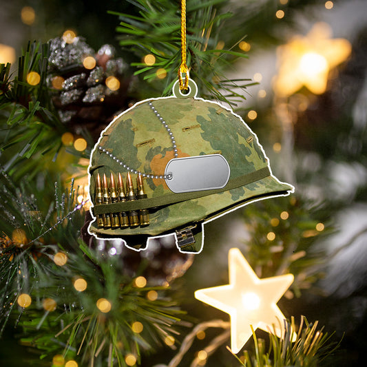 Custom Name Army Helmet Christmas Ornament