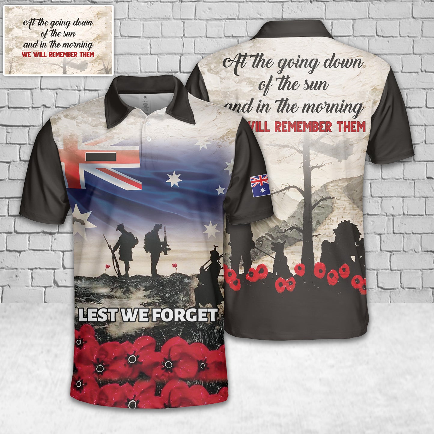 Custom Name Australia Anzac Day Lest We Forget Polo Shirt