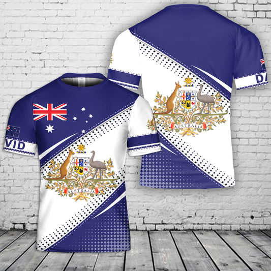 Custom Name Australia Flag 3D T-Shirt