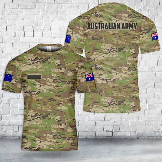 Custom Name Australian Army Multicam Camouflage Uniform (AMCU) Camo T-Shirt 3D
