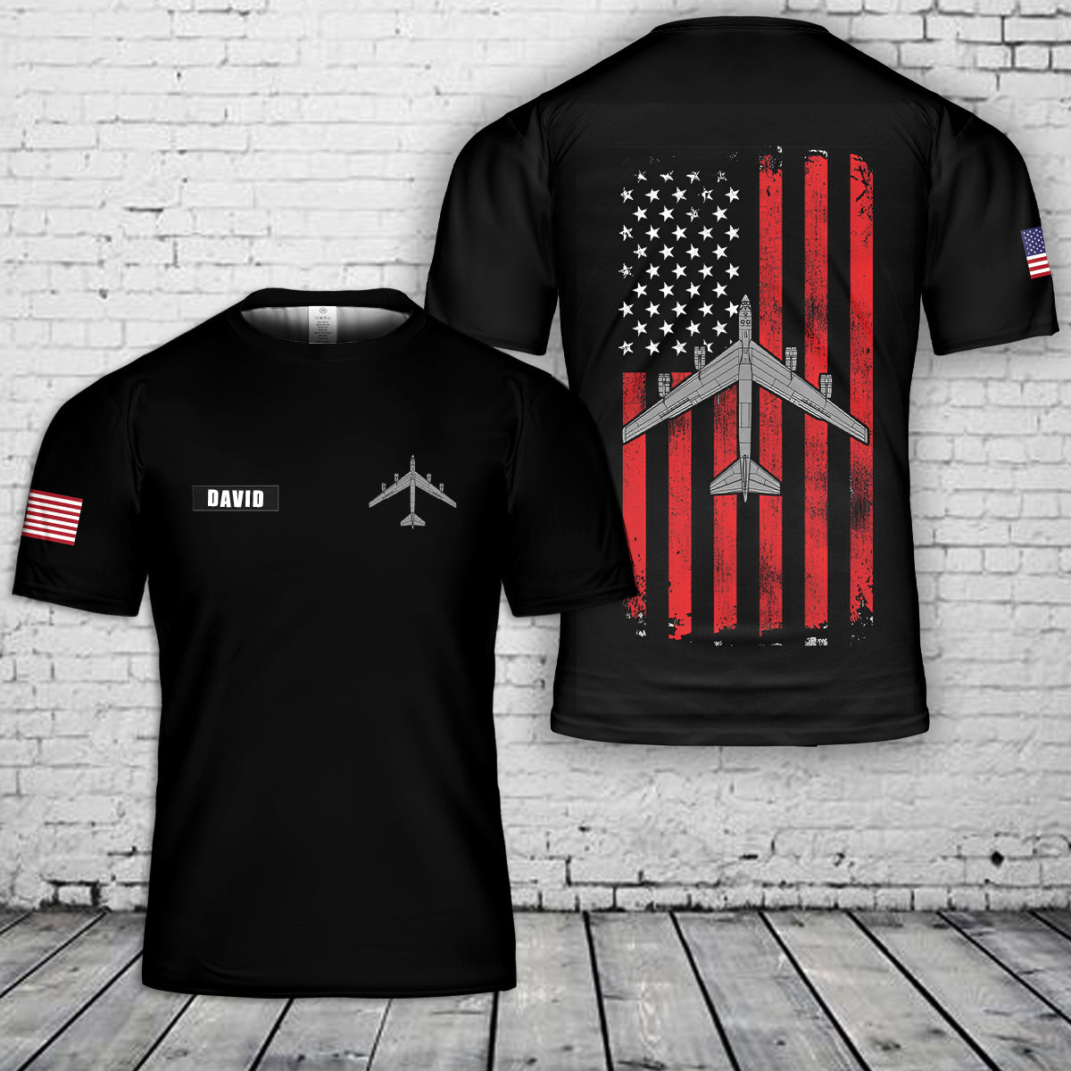 Custom Name B-52 Stratofortress Patriotic Flag 3D T-Shirt