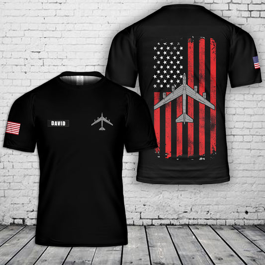 Custom Name B-52 Stratofortress Patriotic Flag 3D T-Shirt