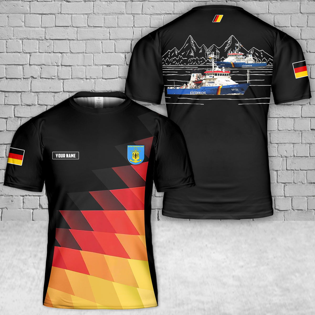 Custom Name BP 24 Bad Bramstedt German Federal Coast Guard 3D T-Shirt