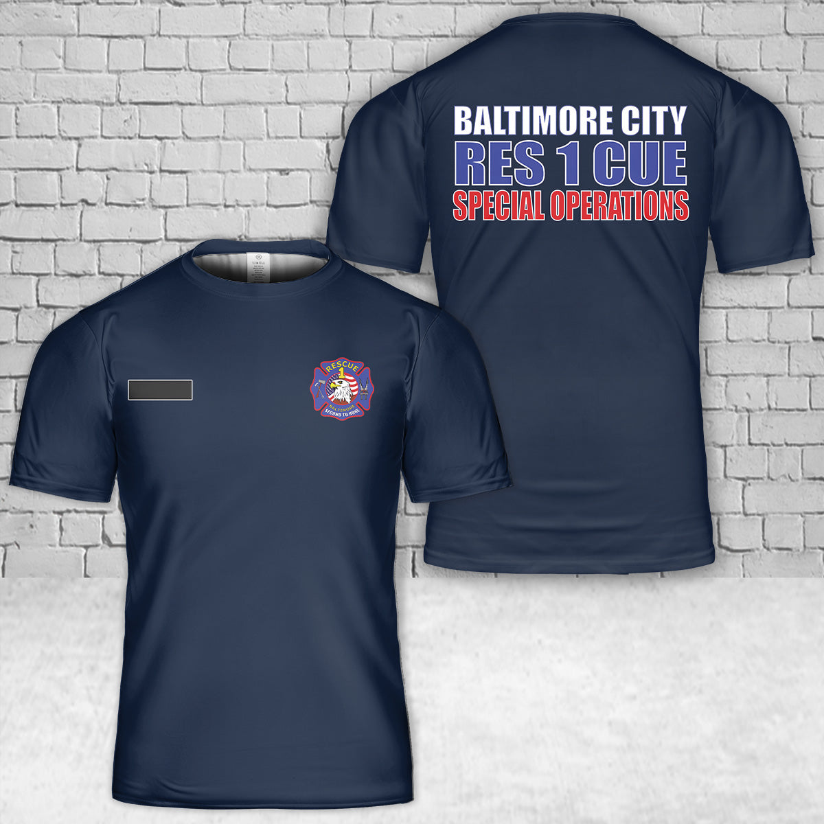 Custom Name Baltimore Rescue 1 Station T-Shirt 3D