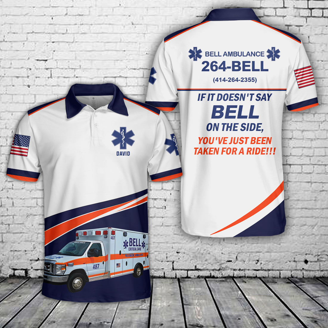 Custom Name Bell Ambulance, Milwaukee, Wisconsin Polo Shirt