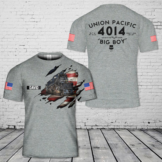 Custom Name Big Boy 4014 Union Pacific Steam Engine Railroad 3D T-Shirt