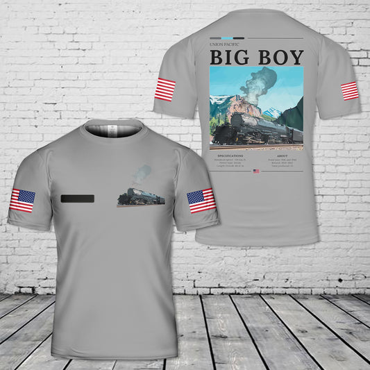 Custom Name Big Boy Union Pacific Steam Engine Railroad T-Shirt 3D