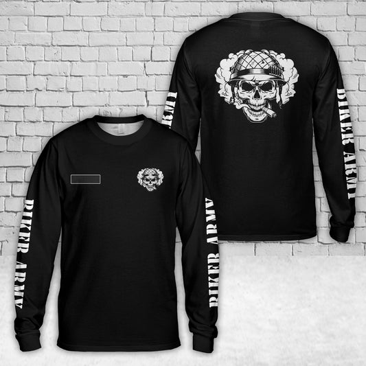 Custom Name Biker Army Long Sleeve Shirt