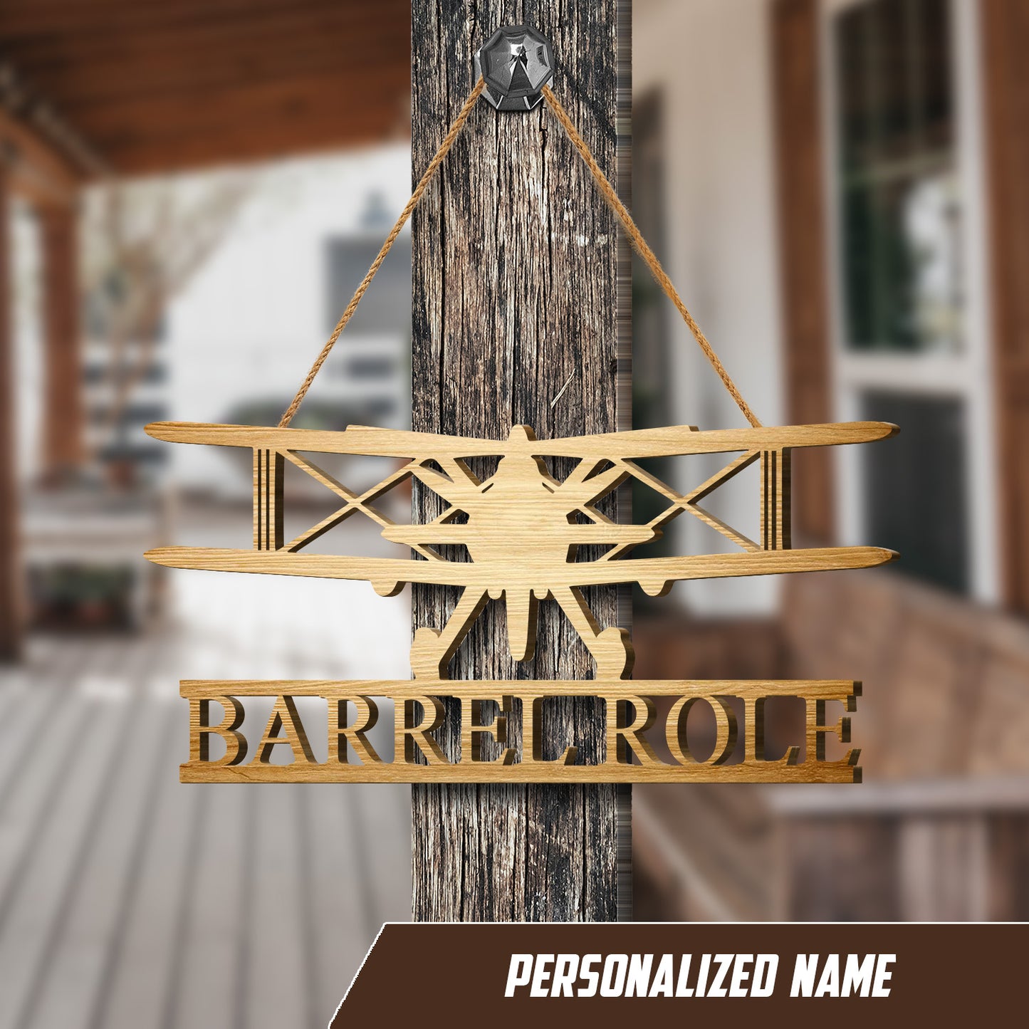 Custom Name Biplane Custom Shape Wood Sign