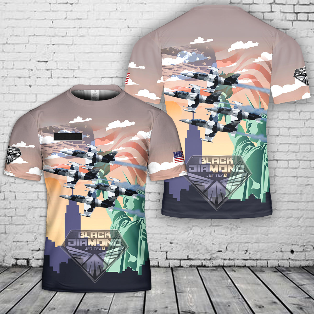 Custom Name Black Diamond Jet Team L-39 T-Shirt 3D