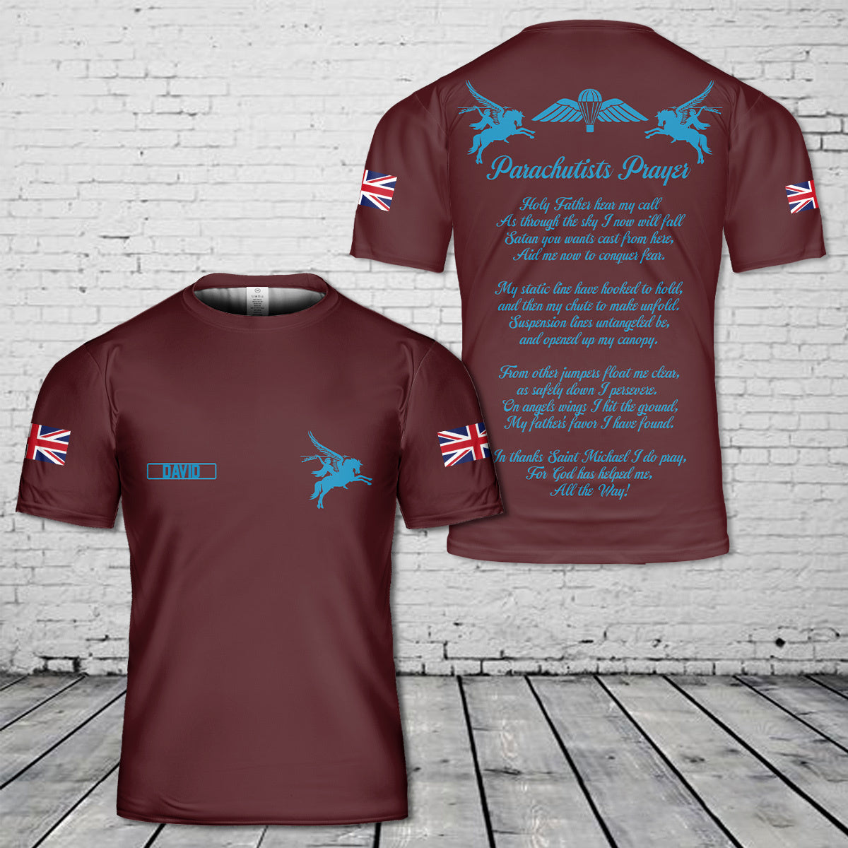 Custom Name British Army 16 Air Assault Brigade Combat Team Parachutists Prayer 3D T-Shirt