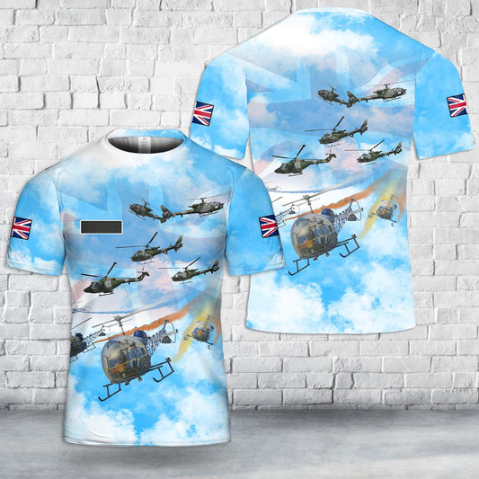 Custom Name British Army Air Corps Blue Eagles helicopter aerobatic team T-Shirt 3D