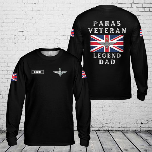 Custom Name British Army Parachute Regiment Paras Veteran Legend Dad Long Sleeve Shirt