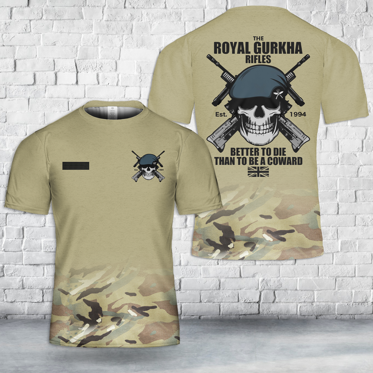 Custom Name British Army Royal Gurkha Rifles T-Shirt 3D