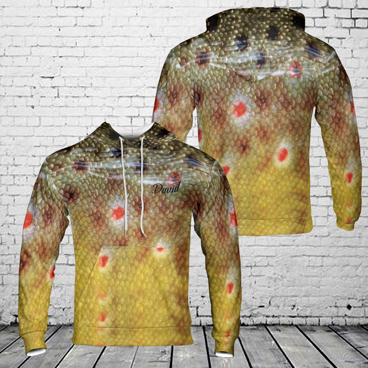 Custom Name Brown Trout Fish Performance Fishing 3D Hoodie