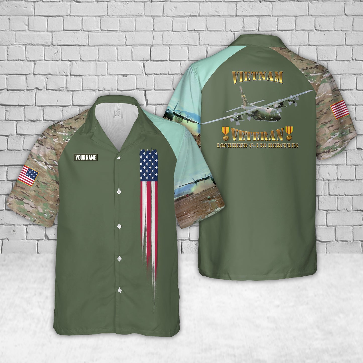 Custom Name C-130 Hercules Vietnam Veteran Hawaiian Shirt
