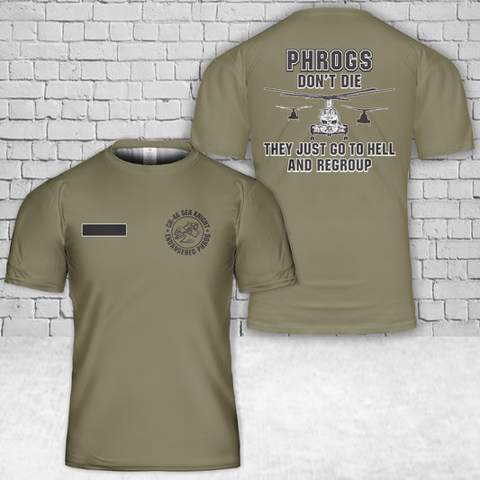 Custom Name CH-46 Sea Knight Phrogs Regroup T-Shirt 3D