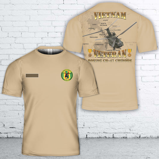 Custom Name CH-47 Chinook Vietnam Veteran T-Shirt 3D
