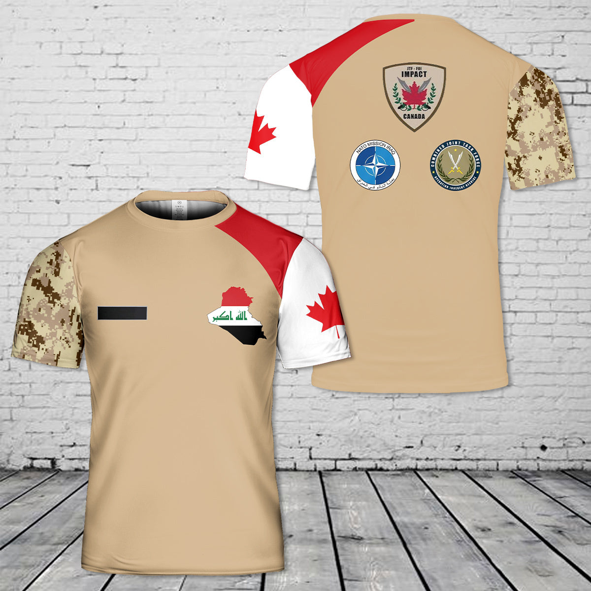 Custom Name Canada And Iraq T-Shirt 3D