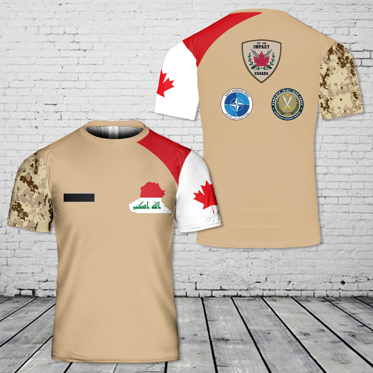 Custom Name Canada And Iraq T-Shirt 3D