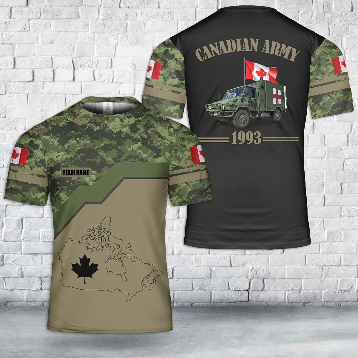 Custom Name Canadian Army LSVW Ambulance T-Shirt 3D